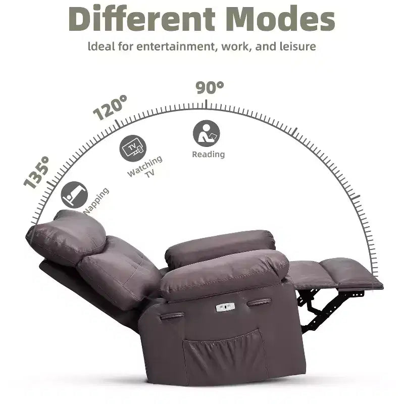 Poltrona Reclinabile Oversize per Adulti, Recliner Manuale in Pelle PU Extra Largo, Cuscino Spugna 1.5X Più Spesso, Comoda Poltrona Relax