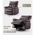 Poltrona Reclinabile Oversize per Adulti, Recliner Manuale in Pelle PU Extra Largo, Cuscino Spugna 1.5X Più Spesso, Comoda Poltrona Relax