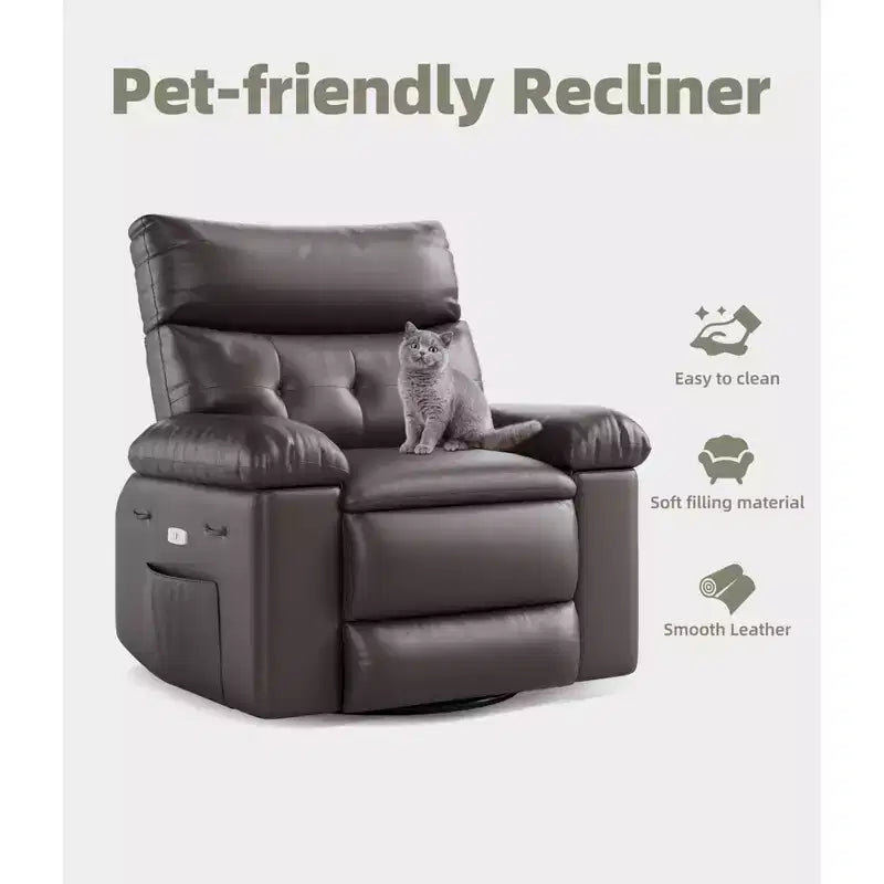 Poltrona Reclinabile Oversize per Adulti, Recliner Manuale in Pelle PU Extra Largo, Cuscino Spugna 1.5X Più Spesso, Comoda Poltrona Relax