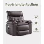 Poltrona Reclinabile Oversize per Adulti, Recliner Manuale in Pelle PU Extra Largo, Cuscino Spugna 1.5X Più Spesso, Comoda Poltrona Relax