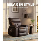 Poltrona Reclinabile Oversize per Adulti, Recliner Manuale in Pelle PU Extra Largo, Cuscino Spugna 1.5X Più Spesso, Comoda Poltrona Relax