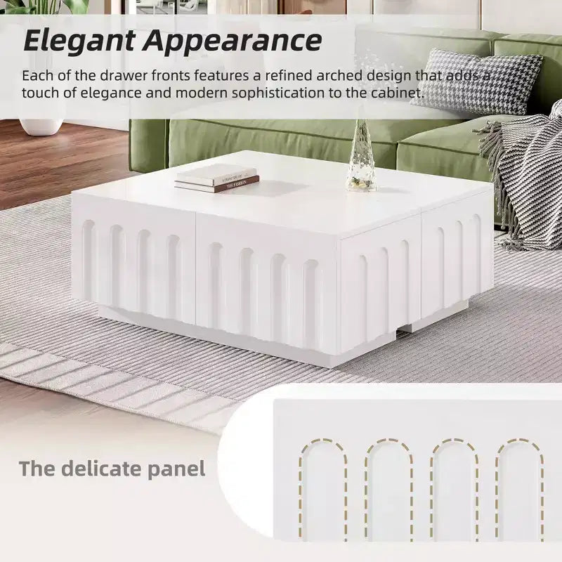 Elegante tavolino porta TV, console multimediale bianca ad arco per TV da 80 pollici