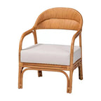 GDFStudio Bohemian Rattan Peel 26 Arm Chair with Fabric Upholstered