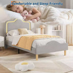 Struttura letto principessa, doppia/matrimoniale/queen size, con testiera regolabile e rivestimento in velluto - Letto a piattaforma per bambini
