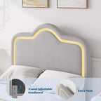 Struttura letto principessa, doppia/matrimoniale/queen size, con testiera regolabile e rivestimento in velluto - Letto a piattaforma per bambini