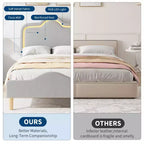 Struttura letto principessa, doppia/matrimoniale/queen size, con testiera regolabile e rivestimento in velluto - Letto a piattaforma per bambini
