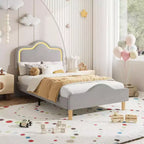 Struttura letto principessa, doppia/matrimoniale/queen size, con testiera regolabile e rivestimento in velluto - Letto a piattaforma per bambini
