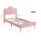 Struttura letto principessa, doppia/matrimoniale/queen size, con testiera regolabile e rivestimento in velluto - Letto a piattaforma per bambini