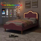 Struttura letto principessa, doppia/matrimoniale/queen size, con testiera regolabile e rivestimento in velluto - Letto a piattaforma per bambini