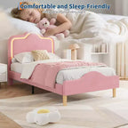 Struttura letto principessa, doppia/matrimoniale/queen size, con testiera regolabile e rivestimento in velluto - Letto a piattaforma per bambini
