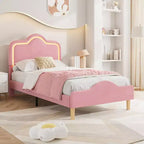 Struttura letto principessa, doppia/matrimoniale/queen size, con testiera regolabile e rivestimento in velluto - Letto a piattaforma per bambini
