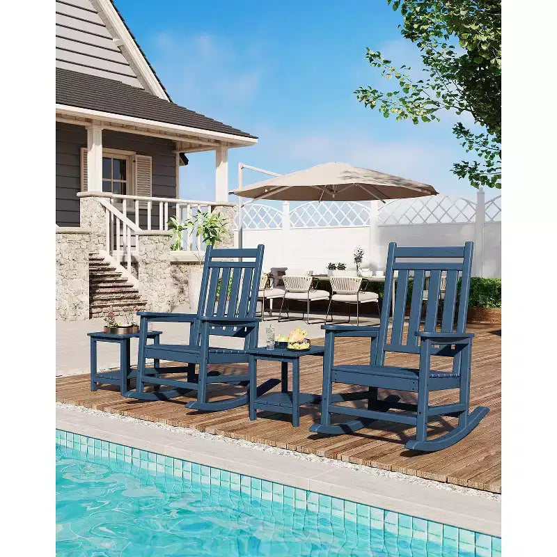 Tavolino da Esterno a 2 Ripiani, 45 cm, in HDPE, Resistente alle Intemperie, per Patio, Giardino, Piscina, Terrazza, Interni, Cortile, Bianco