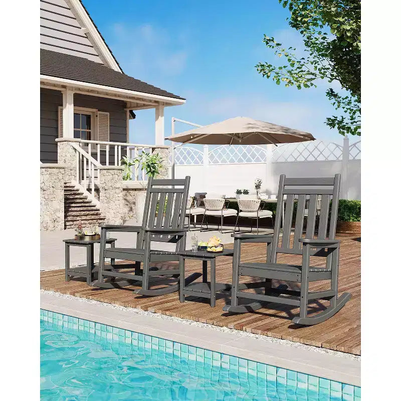 Tavolino da Esterno a 2 Ripiani, 45 cm, in HDPE, Resistente alle Intemperie, per Patio, Giardino, Piscina, Terrazza, Interni, Cortile, Bianco
