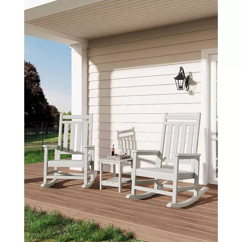 Tavolino da Esterno a 2 Ripiani, 45 cm, in HDPE, Resistente alle Intemperie, per Patio, Giardino, Piscina, Terrazza, Interni, Cortile, Bianco
