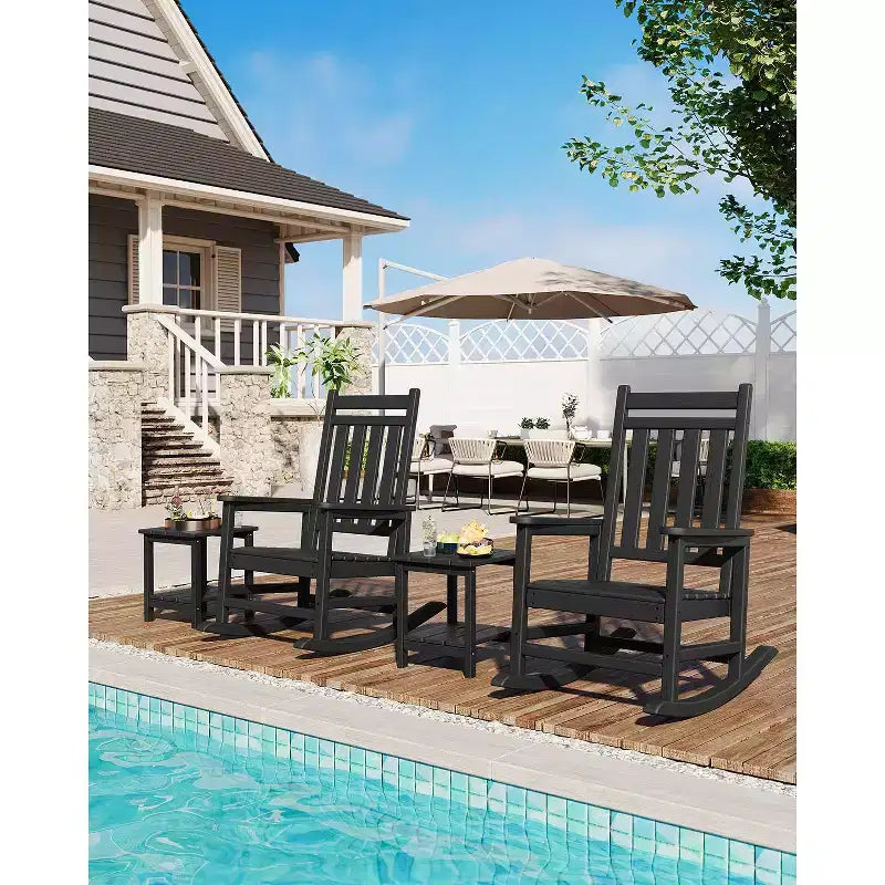 Tavolino da Esterno a 2 Ripiani, 45 cm, in HDPE, Resistente alle Intemperie, per Patio, Giardino, Piscina, Terrazza, Interni, Cortile, Bianco