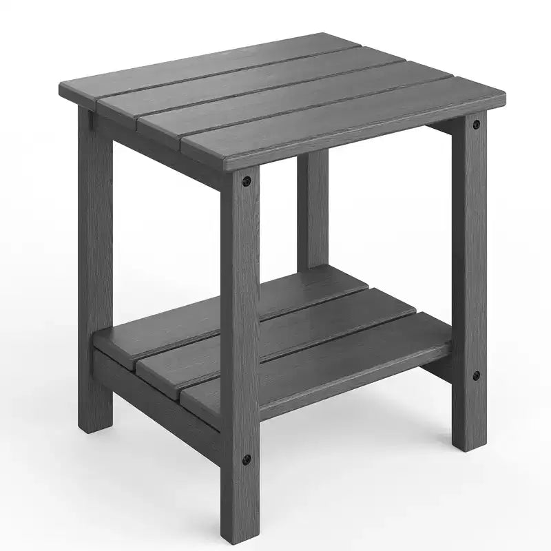 Tavolino da Esterno a 2 Ripiani, 45 cm, in HDPE, Resistente alle Intemperie, per Patio, Giardino, Piscina, Terrazza, Interni, Cortile, Bianco