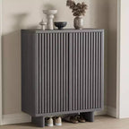 41.5 Rustic Fluted Door Shoe Cabinet - 5-Tier Entryway Bench with 4 Adjustable Shelves for Hallway & Foyer Storage
