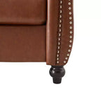 Poltrona Chesterfield moderna, Poltrona Club con braccioli a voluta, Borchie decorative e gambe in legno massello