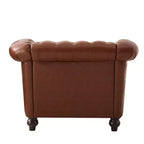 Poltrona Chesterfield moderna, Poltrona Club con braccioli a voluta, Borchie decorative e gambe in legno massello