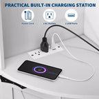 Mobile angolare alto da 65" per fattoria, 5 ripiani e porte USB e prese di corrente, organizer salvaspazio per soggiorno, bar, cucina, bagno