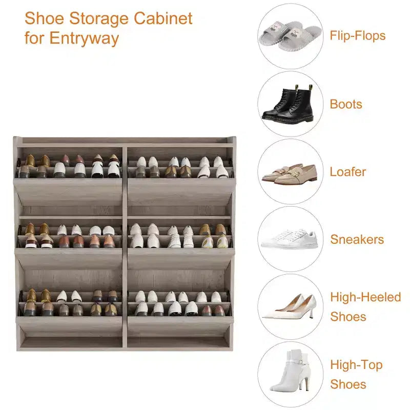 GarveeHome Scarpiera con 6 Cassetti a Ribalta, Mobile Scarpiera in Legno con Ripiano Regolabile, Porta Scarpe, Scarpiera Nascosta per Ingresso
