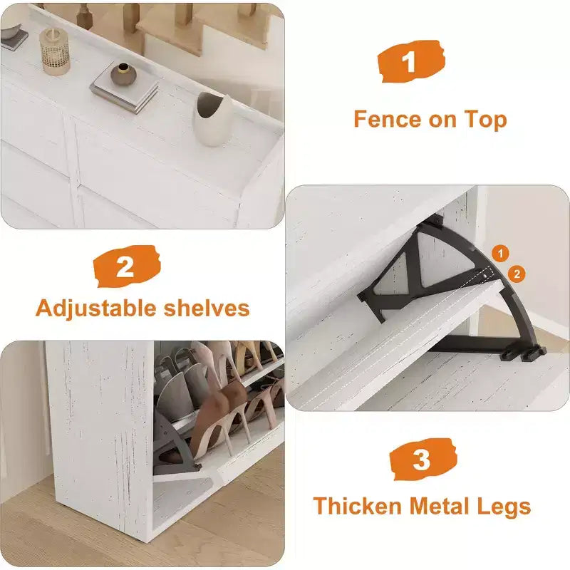 GarveeHome Scarpiera con 6 Cassetti a Ribalta, Mobile Scarpiera in Legno con Ripiano Regolabile, Porta Scarpe, Scarpiera Nascosta per Ingresso