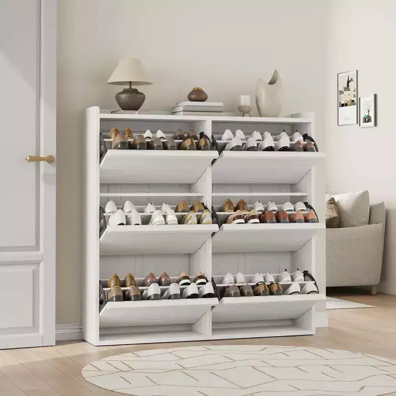 GarveeHome Scarpiera con 6 Cassetti a Ribalta, Mobile Scarpiera in Legno con Ripiano Regolabile, Porta Scarpe, Scarpiera Nascosta per Ingresso