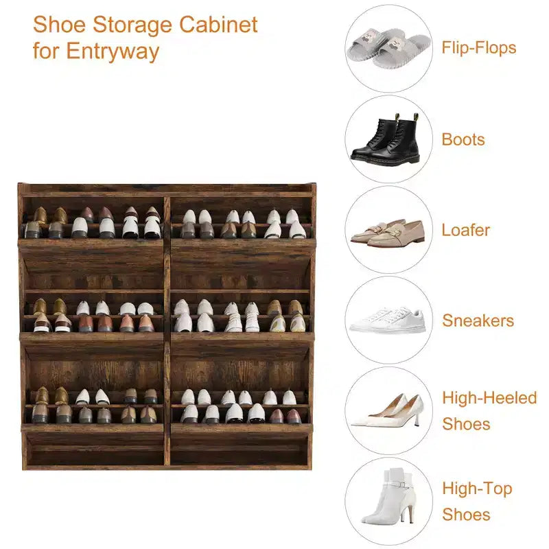 GarveeHome Scarpiera con 6 Cassetti a Ribalta, Mobile Scarpiera in Legno con Ripiano Regolabile, Porta Scarpe, Scarpiera Nascosta per Ingresso