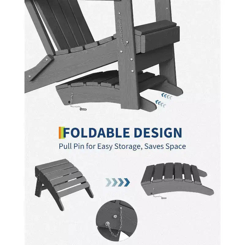 Poggiapiedi pieghevole per esterni in HDPE, poggiapiedi per sedia Adirondack, resistente alle intemperie per terrazza, cortile, patio esterno
