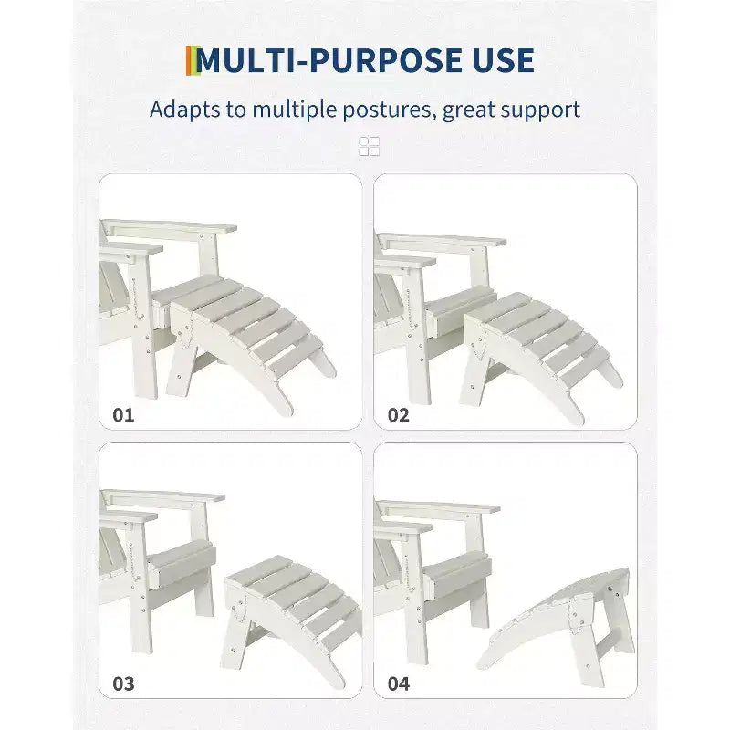 Poggiapiedi pieghevole per esterni in HDPE, poggiapiedi per sedia Adirondack, resistente alle intemperie per terrazza, cortile, patio esterno