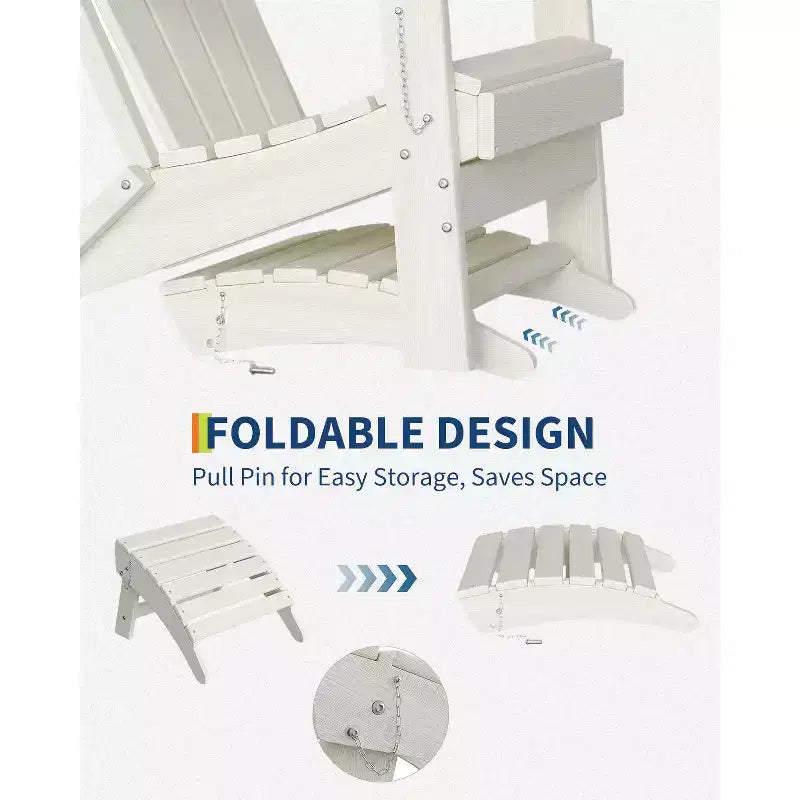 Poggiapiedi pieghevole per esterni in HDPE, poggiapiedi per sedia Adirondack, resistente alle intemperie per terrazza, cortile, patio esterno