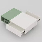 51.2 Inch Tavolino da caffè moderno a blocchi di colore con spazio di archiviazione, verde menta e bianco, Tavolino centrale con cassetti e ripiano aperto per soggiorno Gaoyangjiaju