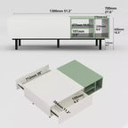 51.2 Inch Tavolino da caffè moderno a blocchi di colore con spazio di archiviazione, verde menta e bianco, Tavolino centrale con cassetti e ripiano aperto per soggiorno Gaoyangjiaju
