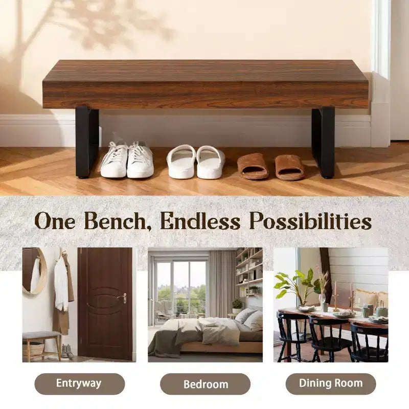 Sullivan Farmhouse 59 Wood Bench, Panchina portatile in legno in stile moderno e versatile