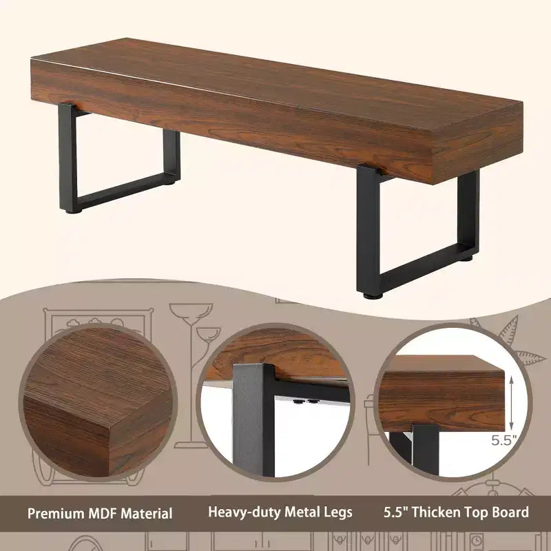 Sullivan Farmhouse 59 Wood Bench, Panchina portatile in legno in stile moderno e versatile