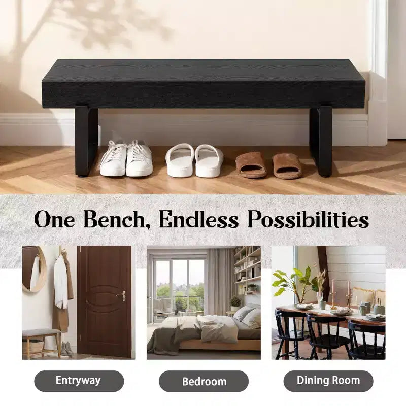 Sullivan Farmhouse 59 Wood Bench, Panchina portatile in legno in stile moderno e versatile