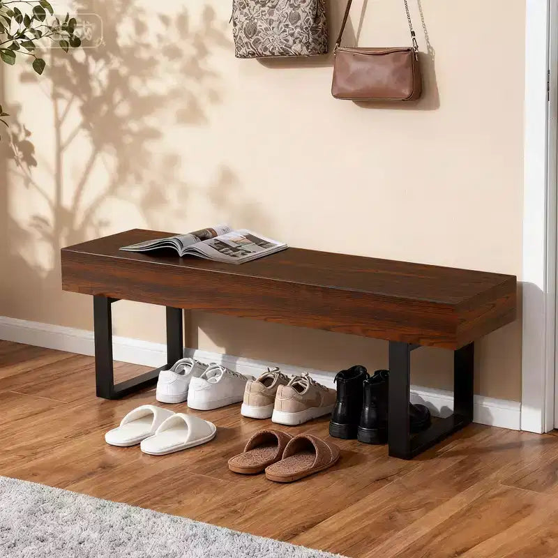 Sullivan Farmhouse 59 Wood Bench, Panchina portatile in legno in stile moderno e versatile