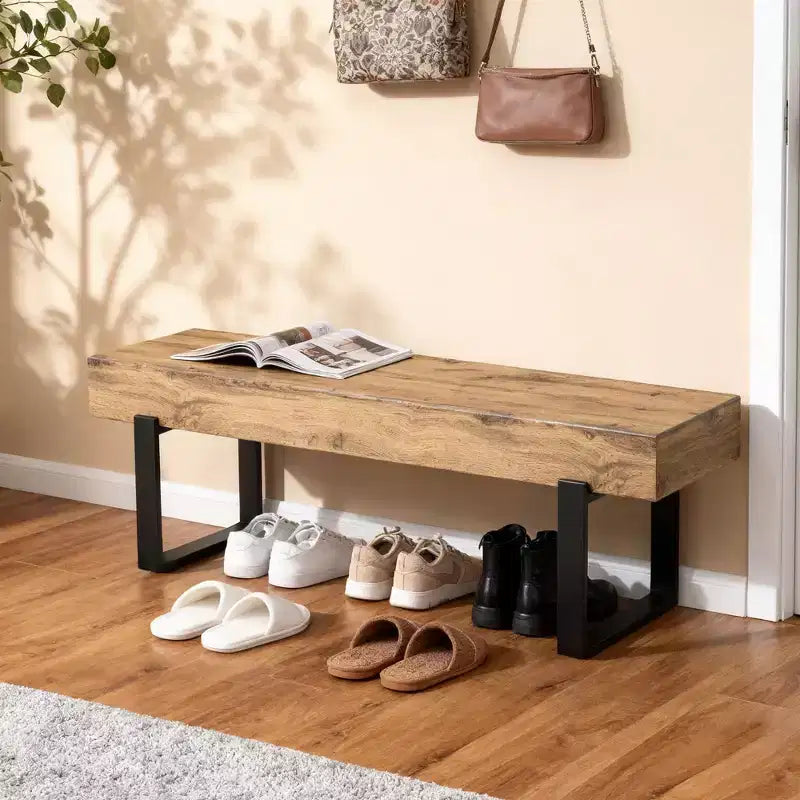 Sullivan Farmhouse 59 Wood Bench, Panchina portatile in legno in stile moderno e versatile