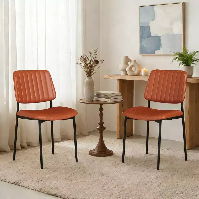 Sedie da Pranzo Mid-Century - Sedie da Cucina Moderne in Legno Curvato e Similpelle Imbottite con Gambe in Metallo