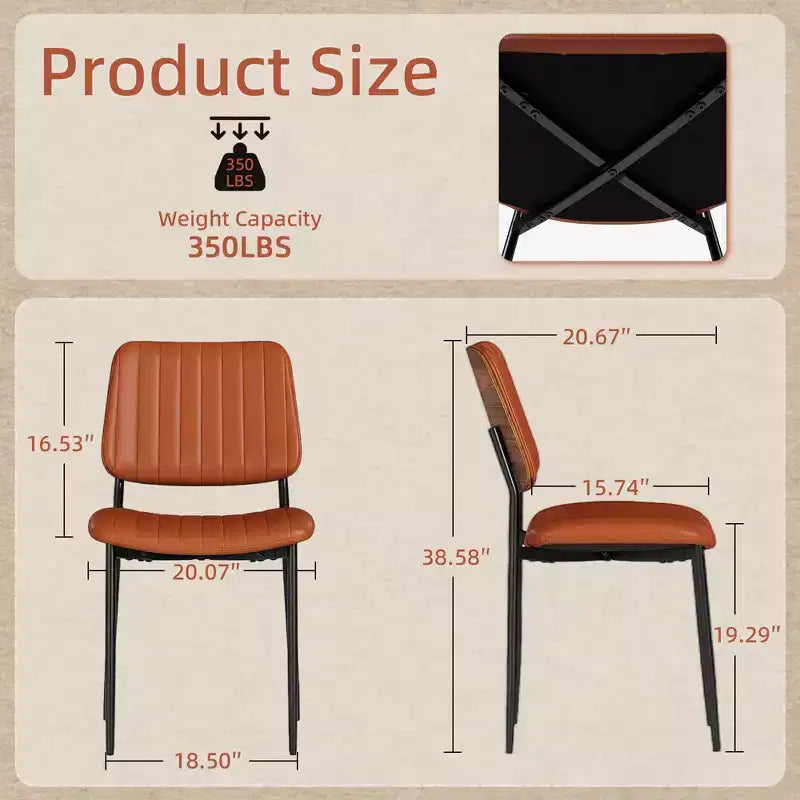 Sedie da Pranzo Mid-Century - Sedie da Cucina Moderne in Legno Curvato e Similpelle Imbottite con Gambe in Metallo