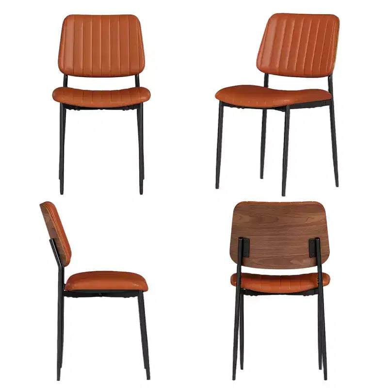 Sedie da Pranzo Mid-Century - Sedie da Cucina Moderne in Legno Curvato e Similpelle Imbottite con Gambe in Metallo