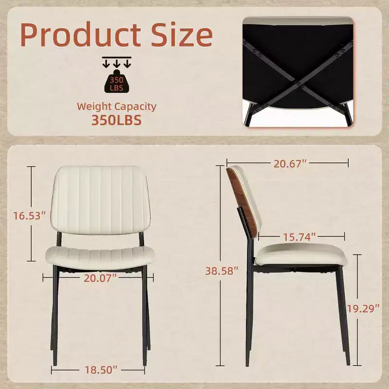 Sedie da Pranzo Mid-Century - Sedie da Cucina Moderne in Legno Curvato e Similpelle Imbottite con Gambe in Metallo