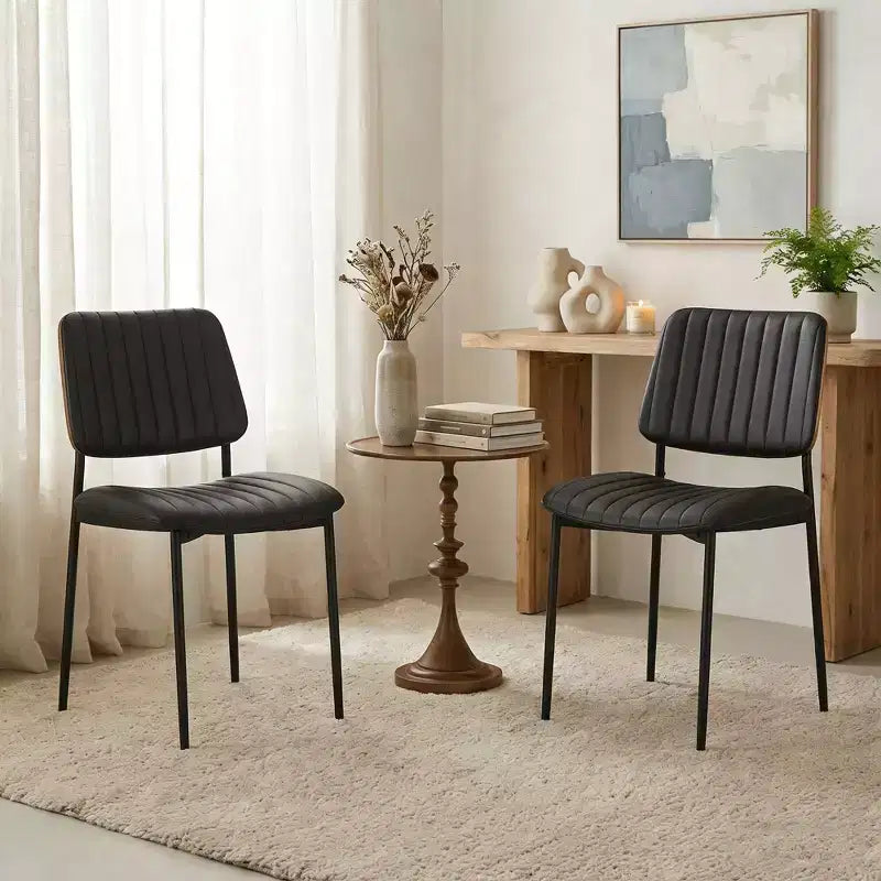Sedie da Pranzo Mid-Century - Sedie da Cucina Moderne in Legno Curvato e Similpelle Imbottite con Gambe in Metallo