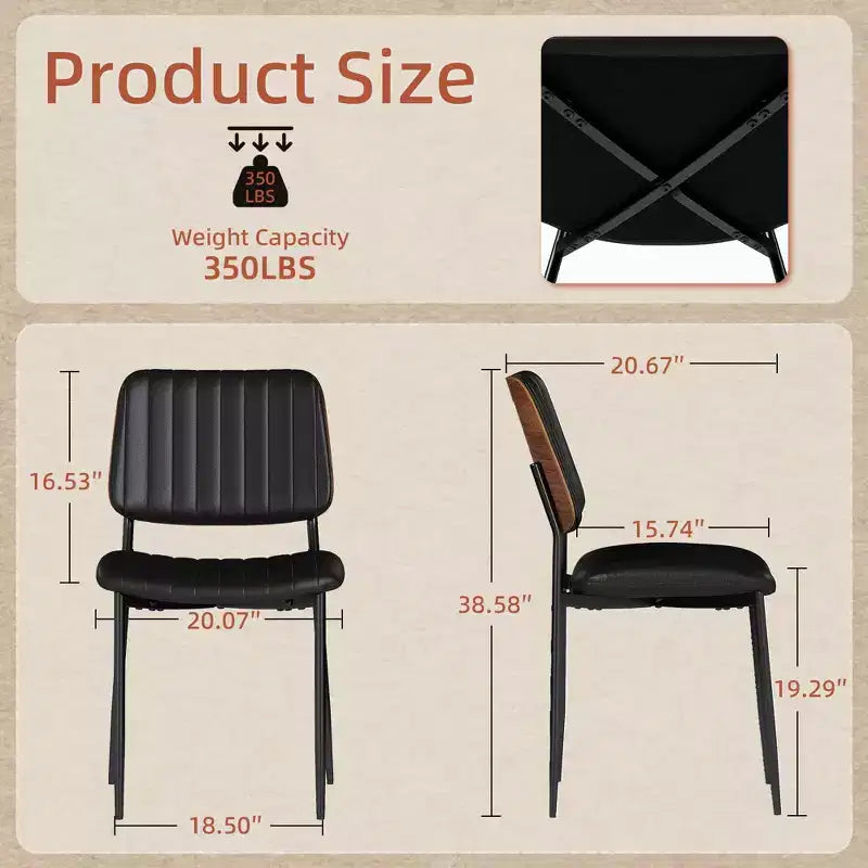 Sedie da Pranzo Mid-Century - Sedie da Cucina Moderne in Legno Curvato e Similpelle Imbottite con Gambe in Metallo