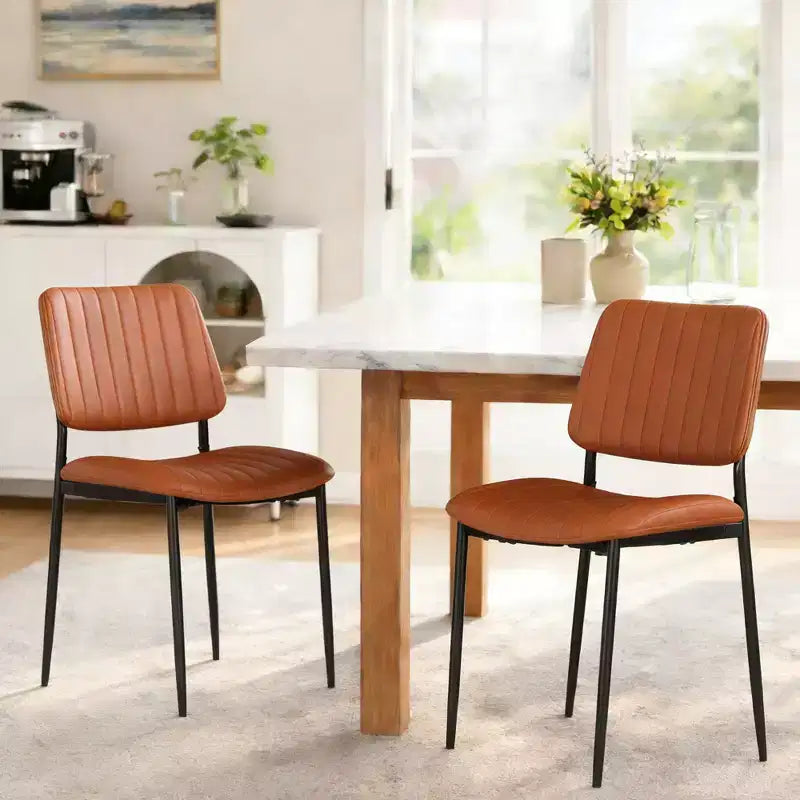 Sedie da Pranzo Mid-Century - Sedie da Cucina Moderne in Legno Curvato e Similpelle Imbottite con Gambe in Metallo