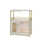 Mobile bar per vini, armadietto da caffè e vino in stile rustico con presa di corrente e luce LED, credenza per liquori dorata con portabottiglie e porta bicchieri rimovibili