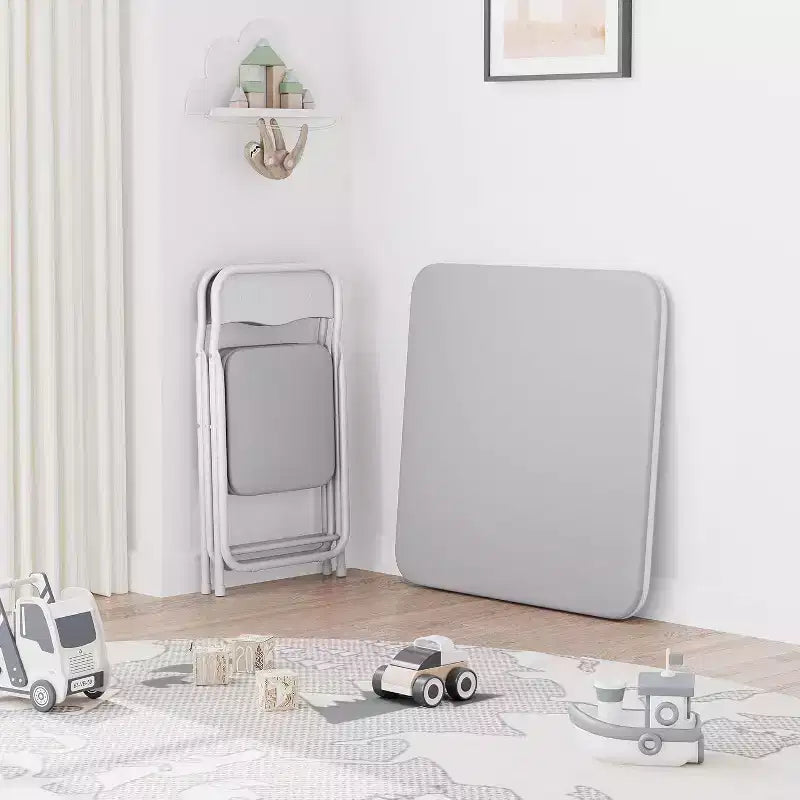Tavolo e sedie pieghevoli per bambini - Sedute con morbidi cuscini in PU, Nessun montaggio richiesto, Compatto e portatile, Uso interno ed esterno per lettura e gioco