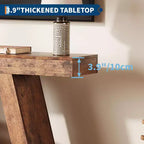Tavolo Consolle da Fattoria da 140 cm, Tavolo Stretto a 2 Ripiani per Ingresso con Contenitore, Tavolo in Legno Dietro il Divano per Soggiorno, Corridoio, Ingresso, Camera da Letto