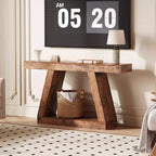 Tavolo Consolle da Fattoria da 140 cm, Tavolo Stretto a 2 Ripiani per Ingresso con Contenitore, Tavolo in Legno Dietro il Divano per Soggiorno, Corridoio, Ingresso, Camera da Letto