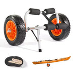 VEVOR Kayak Cart, 200 lbs Load Capacity, Foldable Kayak Trolley with 10-inch Solid Rubber Tires & 1 Ratchet Strap, Paddle Board Trolley,Black+Orange